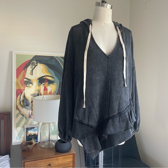 F34 Black Hoodie Sweatshirt Tunic - Picture 2 of 9